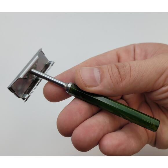Vintage 1930s–1950s Keen Kutter Safety Razor Green Bakelite Handle Double Edge - Picture 15 of 16